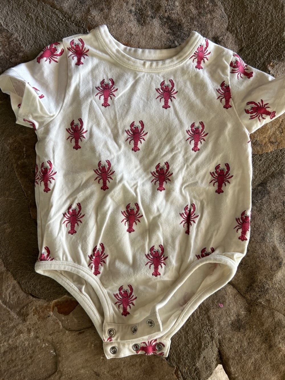 Pink Chicken One-Piece Bodysuit with Lobster Print 12-18 month